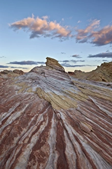 Natural Pattern Prints: Red and white sandstone stripes at sunrise