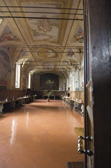 Monte Oliveto Maggiore Prints: Refectory at the Benedictine Monastery famous for frescoes