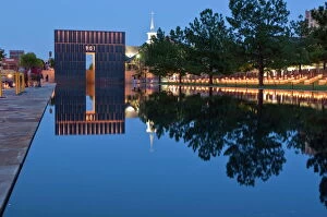 Images Dated 27th June 2008: Reflecting Pool and The Gates of Time at the Oklahoma City National Memorial