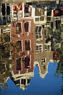 Netherland Prints: Reflection of Amsterdam houses in canal