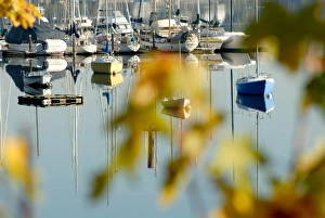 Vashon Island Prints: Reflection of boats in Quartermaster Marina