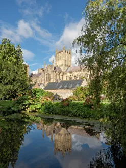 Wells Prints: Reflection of the Cathedral in the Moat