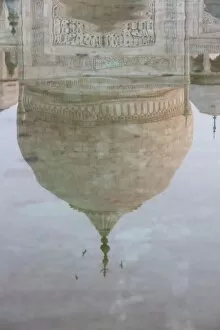 Images Dated 6th April 2010: Reflection of the dome of the Taj Mahal, UNESCO World Heritage Site, Agra, Uttar Pradesh