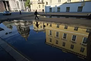 Reflection of St. Isaacs cathedral, St. Petersburg, Russia, Europe