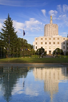 State Capitol Prints: Reflection of the State Capitol building in Salem, Oregon, United States of America