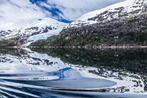 Strait Prints: Reflections in calm water in the Strait of Magellan, Patagonia, Chile, South America
