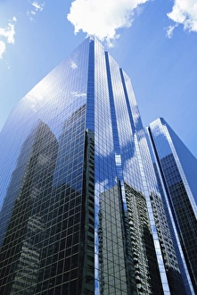Calgary Prints: Reflections in glass of a modern skyscraper, downtown, Calgary, Alberta, Canada