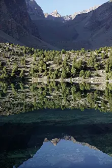 Tajikistan Prints: Reflections in a lake in the remote and spectacular Fann Mountains