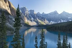 Images Dated 12th August 2011: Reflections in Moraine Lake, Banff National Park, UNESCO World Heritage Site
