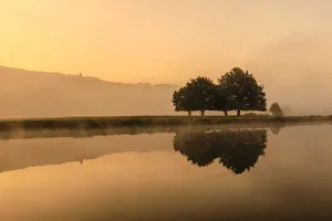 Chesterfield Prints: Reflections in River Derwent, dawn and autumn mist