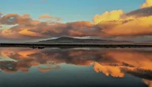 Reflections from Sandscale Haws Nature Reserve, view across the Duddon Estuary towards Black Combe, Cumbrian Coast, Cumbria, England, United Kingdom, Europe