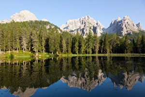 Belluno Prints: Reflections at sunset on Antorno Lake