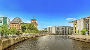 Reichstag Prints: The Reichstag Building from the Marschallbrucke bridge over the River Spree