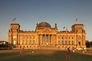 Mitte Prints: Reichstag Parliament Building at sunset, The Dome by architect Norman Foster, Mitte
