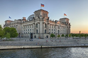 Parliament Building Prints: Reichstag Parliament Building at sunset, Mitte, Berlin, Germany, Europe