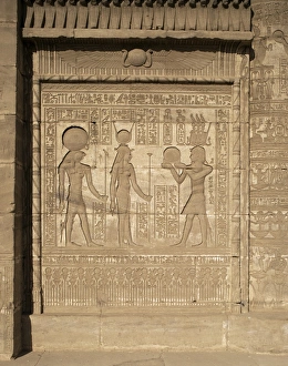 Relief on the birth-house, Temple of Hathor, Dendera, Egypt, North Africa, Africa