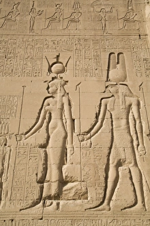 Dendera Prints: Relief of Cleopatra and Horus, Temple of Hathor, Dendera, Egypt, North Africa, Africa