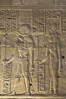 Goddess Prints: Relief depicting the God Horus on left and the Goddess Hathor on right, Temple of Horus