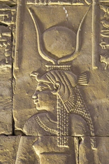 Goddess Prints: Relief depicting the Goddess Hathor, Temple of Horus, Edfu, Egypt, North Africa, Africa