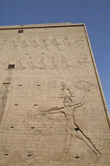 Inscription Prints: Relief depicting the Pharaoh slaying enemies, Pylon, Temple of Horus, Edfu, Egypt