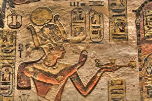 Hieroglyph Prints: Relief of the Pharaoh, Tomb of Ramses III, KV11, Valley of the Kings