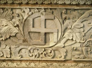 Reliefs Prints: Relief of swastika, an old Hindu symbol, temple of Goa Lawah, east of Klungkung
