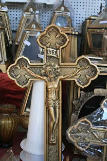 Crucifix Prints: Religious objects for sale, Thessaloniki, Macedonia, Greece, Europe