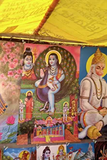 Hindu Prints: Religious pictures at cattle fair near Dechhu