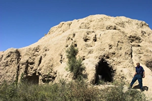 Afgani Prints: Remains of 200ft high Buddhist stupa, now an army checkpoint, Top-I-Rustam