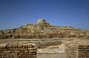 Taxila Prints: The remains of a Buddhist stupa in the ruins of