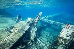 Shipwreck Prints: Remains of the Kinsei Maru shipwreck on the northeast side of the Silver Bank