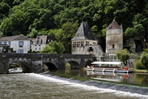 Brantome Prints: Renaissance Pavilion, Pont Coude, Dronne River, Brantome. Dordogne, France, Europe