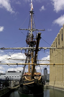 Southwark Prints: Replica of the Golden Hinde, St. Mary Overies Dock, River Thames, Southwark