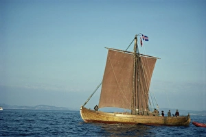 Sails Prints: Replica of the Knarr Viking ship near Trondheim, Norway, Scandinavia, Europe