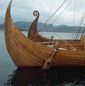 Ships Prints: Replica Viking ships, Oseberg and Gaia, Haholmen, West Norway, Norway, Scandinavia