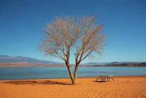 Cycling Prints: The reservoir at Sand Hollow State Park in Utah, USA