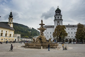 Austria Prints: Residence Square in the historic heart of Salzburg, Austria, Europe