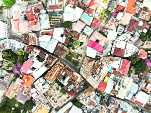 Zanzibar Prints: Residential buildings from above, Stone Town, Zanzibar, Tanzania, East Africa, Africa