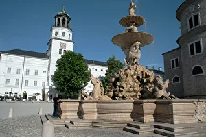 Water Fountain Prints: Residenzbrunnen (Residence Fountain), Altstadt, Salzburg, Austria, Europe