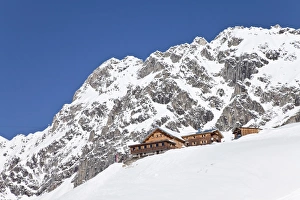 Resort pistes and mountain restaurant, St. Anton am Arlberg, Tirol, Austrian Alps Resort pistes and mountain restaurant, St. Anton am Arlberg, Tirol, Austrian Alps