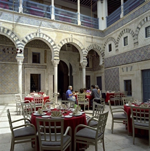 Group Of People Prints: Restaurant inside the Medina, Tunis, Tunisia, North Africa, Africa