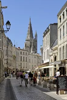 Restaurant lined street, La Rochelle, Charente-Maritime, France, Europe