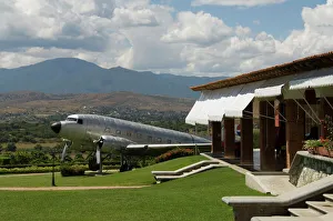 Restaurant Prints: Restaurant with old DC3 in the garden