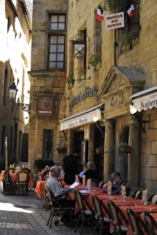 Sarlat La Caneda Prints: Restaurant in the old town, Sarlat, Dordogne, France. Europe