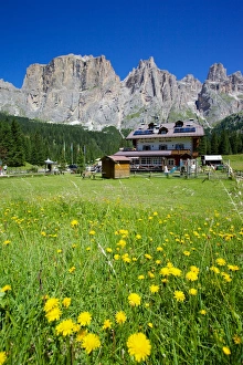 Trento Prints: Restaurant, Sella Pass, Trento and Bolzano Provinces, Italian Dolomites, Italy, Europe
