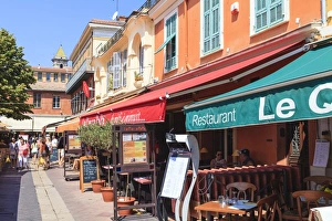 Restaurants in Cours Saleya, Nice, Alpes Maritimes, Provence, Cote d Azur, French Riviera, France, Europe