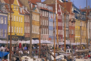 Town House Prints: Restaurants in the Nyhavn waterfront area, Copenhagen, Denmark, Scandinavia, Europe