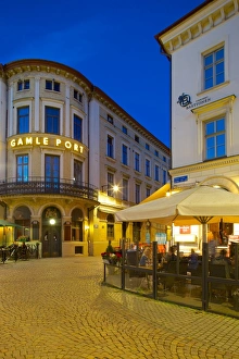 Gothenburg Prints: Restaurants on Ostra Larmgatan at dusk, Gothenburg, Sweden, Scandinavia, Europe