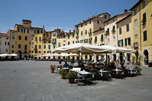 Restaurant Prints: Restaurants in the Piazza Anfiteatro Romano, Lucca, Tuscany, Italy, Europe