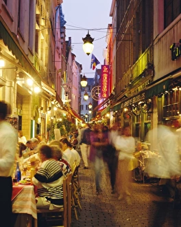 Restaurants in the Rue des Bouchers, Brussels, Belgium